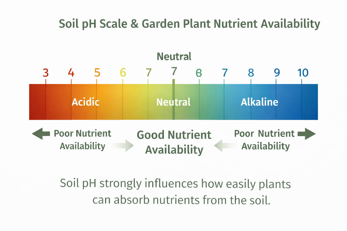 soil pH scale showing acidic neutral and alkaline ranges for garden plants